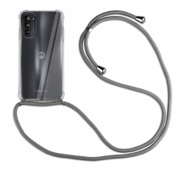 Handykette Motorola Moto G52 / G82 Handyhülle mit Band Schutz Hülle Handy Tasche in Grau