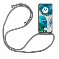 Handykette Motorola Moto G52 / G82 Handyhülle mit Band Schutz Hülle Handy Tasche in Grau