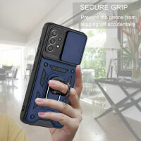 Outdoor Panzer Hülle für Samsung Galaxy A52 mit Kameraschutz Ringhalter Bumper Blau
