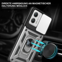 Outdoor Panzer Hülle Motorola Moto G13 / G23 / G53 mit Kameraschutz Ringhalter Silber
