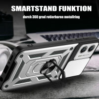 Outdoor Panzer Hülle Motorola Moto G13 / G23 / G53 mit Kameraschutz Ringhalter Silber
