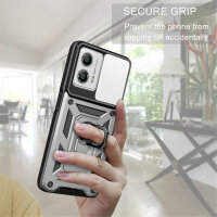 Outdoor Panzer Hülle Motorola Moto G13 / G23 / G53 mit Kameraschutz Ringhalter Silber