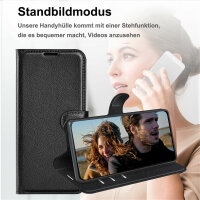 Hülle für Poco F5 Handyhülle Handy Tasche Klapphülle Flipcase Cover Etui Schwarz