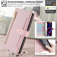 Handykette Xiaomi Hülle mit Band Handyhülle Kartenfächer PU Leder Umhängetasche Redmi Note 12 5G / Poco X5 5G Rosa