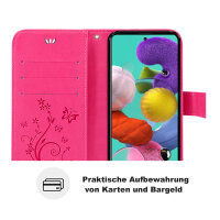 Handy Tasche für Samsung Galaxy A51 SM-A515 Hülle Case Buchhülle Klapphülle TPU Blume Pink