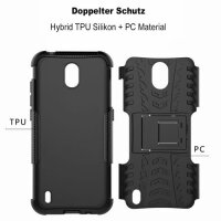 Handy Tasche Nokia Hülle Outdoor Hybrid Case Cover Schutzhülle Handyhülle Bumper Nokia 3.1 Plus Schwarz