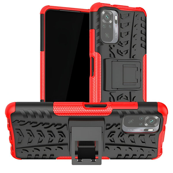 Schutz Hülle Xiaomi Handy Tasche Case Cover Silikon Schale Outdoor Handyhülle BF Xiaomi Redmi Note 10 Rot
