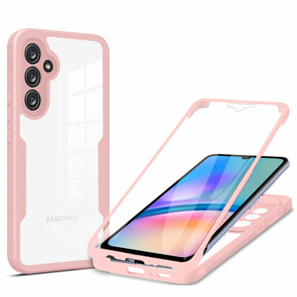360° Grad Hülle für Samsung Galaxy A05s Handyhülle mit Integriertem Displayschut Rosa