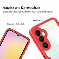 360° Hülle für Samsung A55, 360 Grad Handyhülle mit Integriertem Displayschutz Rot
