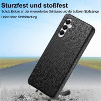 Hülle Handyhülle Stoßfeste Handy Tasche Ultra-Dünn Case Leder Bumper für Samsung Galaxy A55 Schwarz