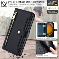 Handykette Samsung Hülle mit Band Handyhülle Kartenfächer PU Leder Umhängetasche Galaxy Xcover 7 Schwarz