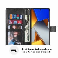 Handyhülle Hülle für Xiaomi POCO M4 Pro 4G, Handy Tasche Schutz Flip Case Schale Schwarz