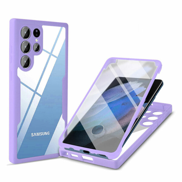360°Grad Hülle für Samsung Galaxy S22 Ultra mit Integriertem Displayschutz Lila