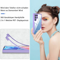 360°Grad Hülle für Samsung Galaxy S22 Ultra mit Integriertem Displayschutz Lila