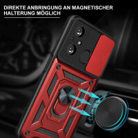 Outdoor Panzer Hülle Xiaomi Redmi 12C Handyhülle mit Kameraschutz Ringhalter Rot