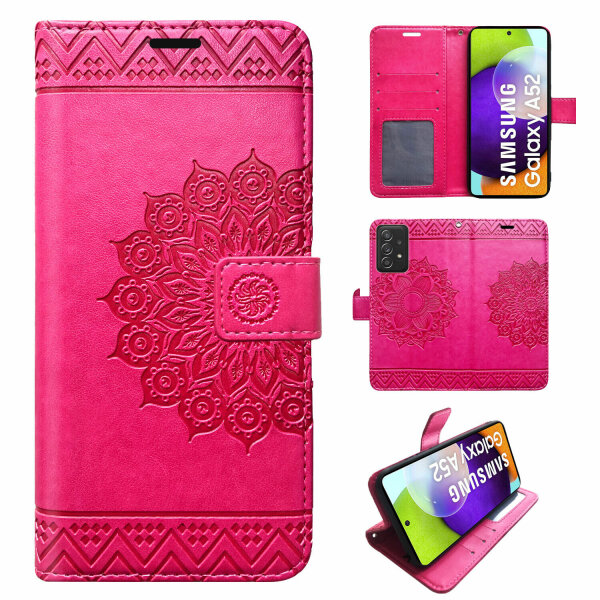 Hülle Für Samsung Galaxy A52 Handy Tasche Handyhülle Wallet Case Flip Cover Etui Pink