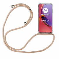 Handykette für Motorola Moto G84 Handyhülle mit Band Hülle mit Schnur Back Cover Beige / Braun