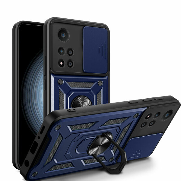 Outdoor Panzer Hülle Xiaomi Redmi Note 11 Pro+ Handyhülle Kameraschutz Ringhalte Blau
