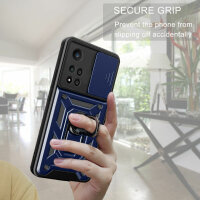 Outdoor Panzer Hülle Xiaomi Redmi Note 11 Pro+ Handyhülle Kameraschutz Ringhalte Blau