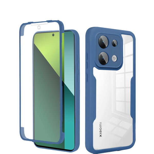 360° Grad Hülle Xiaomi Redmi Note 13 Pro 5G mit Integriertem Displayschutz Blau