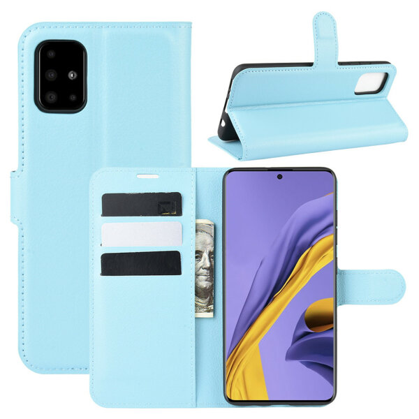 Handy Tasche für Samsung Galaxy A51 SM-A515 Hülle Case Buchhülle Klapphülle TPU PU-Leder Hellblau