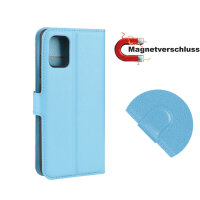Handy Tasche für Samsung Galaxy A51 SM-A515 Hülle Case Buchhülle Klapphülle TPU PU-Leder Hellblau