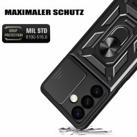 Outdoor Panzer Hülle für Samsung Galaxy S24+ mit Kameraschutz Ringhalter Bumper Schwarz