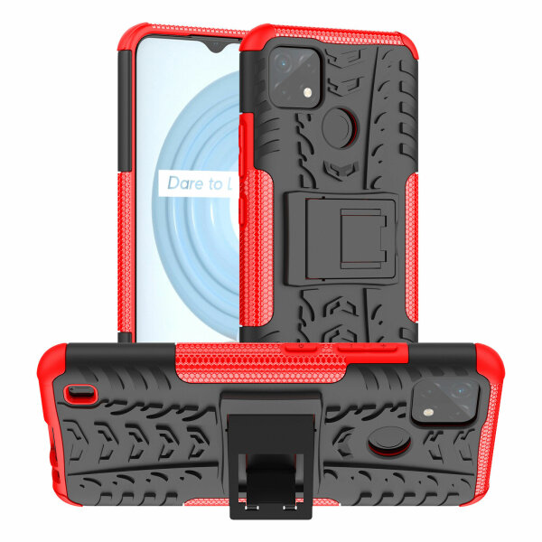 Realme C21Y / C25Y, Hülle Schutzhülle Handy Tasche Outdoor Case Cover Bumper TPU Rot