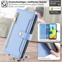 Handykette Xiaomi Hülle mit Band Handyhülle Kartenfächer PU Leder Umhängetasche Redmi A1 / A2 Hellblau