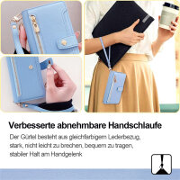 Handykette Xiaomi Hülle mit Band Handyhülle Kartenfächer PU Leder Umhängetasche Redmi A1 / A2 Hellblau