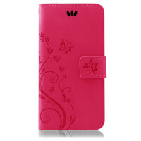 Huawei Handy Tasche Handyhülle Schutz Hülle Blumen Flip Cover Buch Case Etui Huawei Y6 2019 Pink