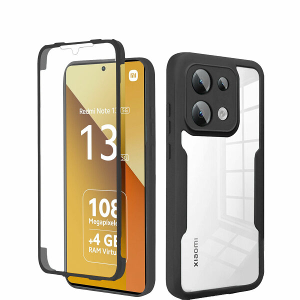 360° Grad Hülle Xiaomi Redmi Note 13 5G vollschutz Integriertem Displayschutz Schwarz