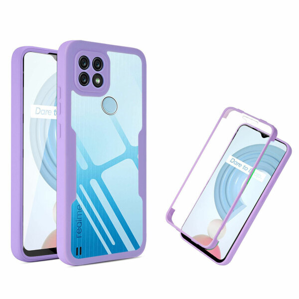 360° Grad Hülle Realme C21Y/ C25Y Panzer vollschutz Integriertem Displayschutz Lila