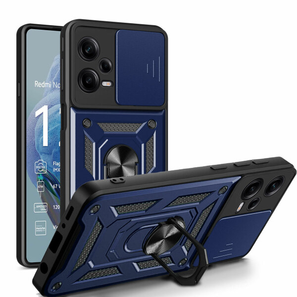 Outdoor Hülle Xiaomi Redmi Note 12 Pro+ Handyhülle mit Kameraschutz Ringhalter Blau
