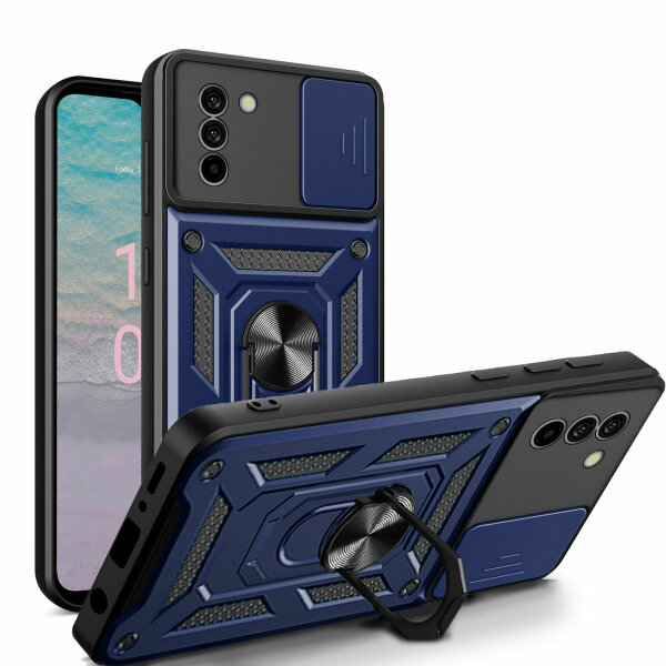 Outdoor Panzer Hülle Nokia G11 G21 Handyhülle mit Slide Kameraschutz Ringhalter Blau