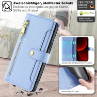 Handykette Xiaomi Hülle mit Band Handyhülle Kartenfächer PU Leder Umhängetasche 13T / 13T Pro Hellblau