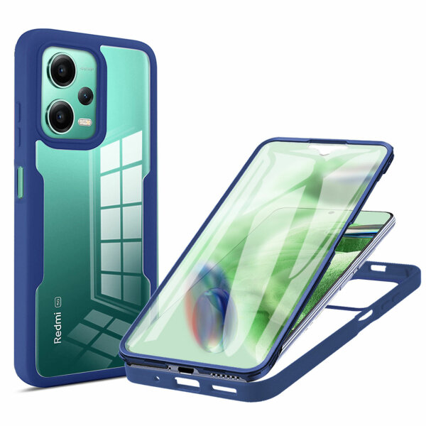 360°Grad Hülle Xiaomi Redmi Note 12 / Poco X5 5G Handyhülle mit Displayschutz Blau