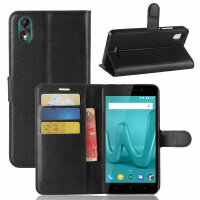 WIKO Handy Tasche Flip Cover Case Buch Klapp Schutz Hülle Etui Wallet Bumper Wiko Lenny 4 Plus Schwarz