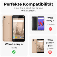WIKO Handy Tasche Flip Cover Case Buch Klapp Schutz Hülle Etui Wallet Bumper Wiko Lenny 4 Plus Schwarz