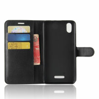 WIKO Handy Tasche Flip Cover Case Buch Klapp Schutz Hülle Etui Wallet Bumper Wiko Lenny 4 Plus Schwarz