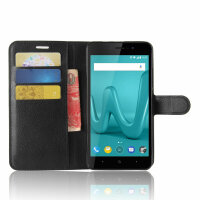 WIKO Handy Tasche Flip Cover Case Buch Klapp Schutz Hülle Etui Wallet Bumper Wiko Lenny 4 Plus Schwarz