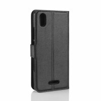 WIKO Handy Tasche Flip Cover Case Buch Klapp Schutz Hülle Etui Wallet Bumper Wiko Lenny 4 Plus Schwarz