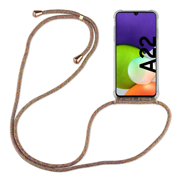 Handykette für Samsung Handyhülle mit Band Schutz Hülle Handy Tasche mit Schnur Samsung Galaxy A22 4G Rainbow