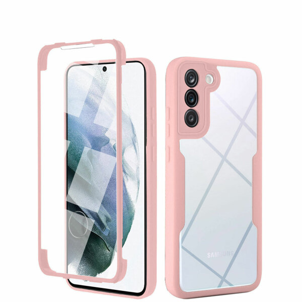 360° Grad Hülle für Samsung Galaxy S22 vollschutz Integriertem Displayschutz Rosa