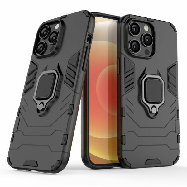 Handyhülle für Apple iPhone 14 Pro Max - Ring Panzer Cover Schwarz