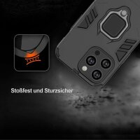 Handyhülle für Apple iPhone 14 Pro Max - Ring Panzer Cover Schwarz