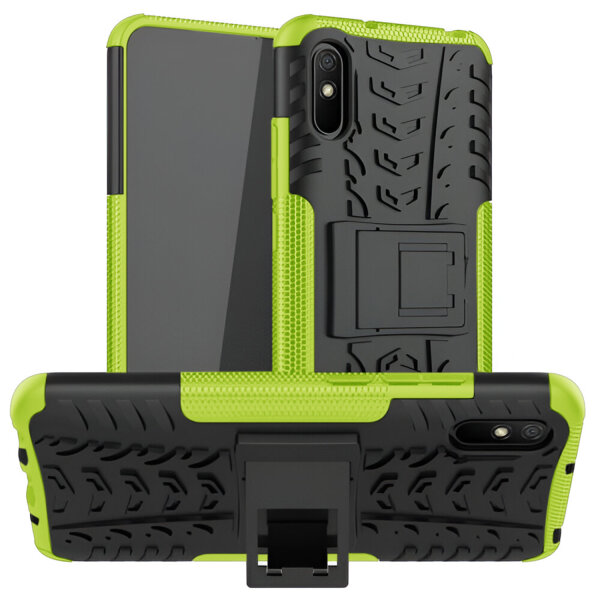 Schutz Hülle Xiaomi Handy Tasche Case Cover Silikon Schale Outdoor Handyhülle BF Xiaomi Redmi 9A Grün