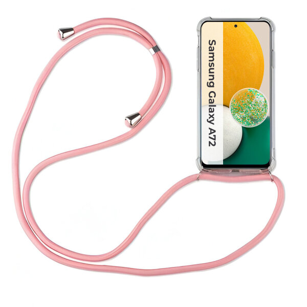 Handykette für Samsung Handyhülle mit Band Schutz Hülle Handy Tasche mit Schnur Samsung Galaxy A72 Rosa