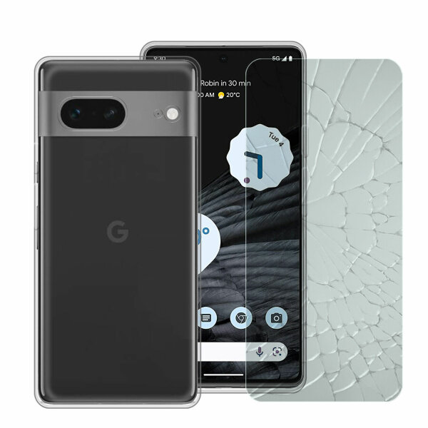 Google Pixel 7 Transparent Hülle Handy Tasche +PANZERSCHUTZGLAS 9H