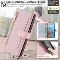 Handykette Xiaomi Hülle mit Band Handyhülle Kartenfächer PU Leder Umhängetasche Redmi Note 13 Pro 5G Rosa
